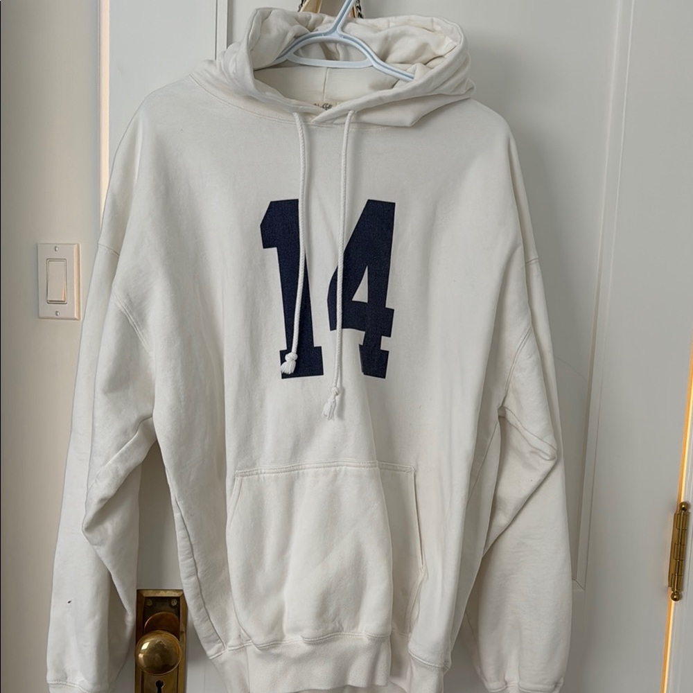 White Hoodie with Navy Print